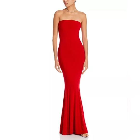 Norma Kamali Strapless Fishtail Gown in Tiger Red, NWT, Size L-40 - Picture 8 of 16